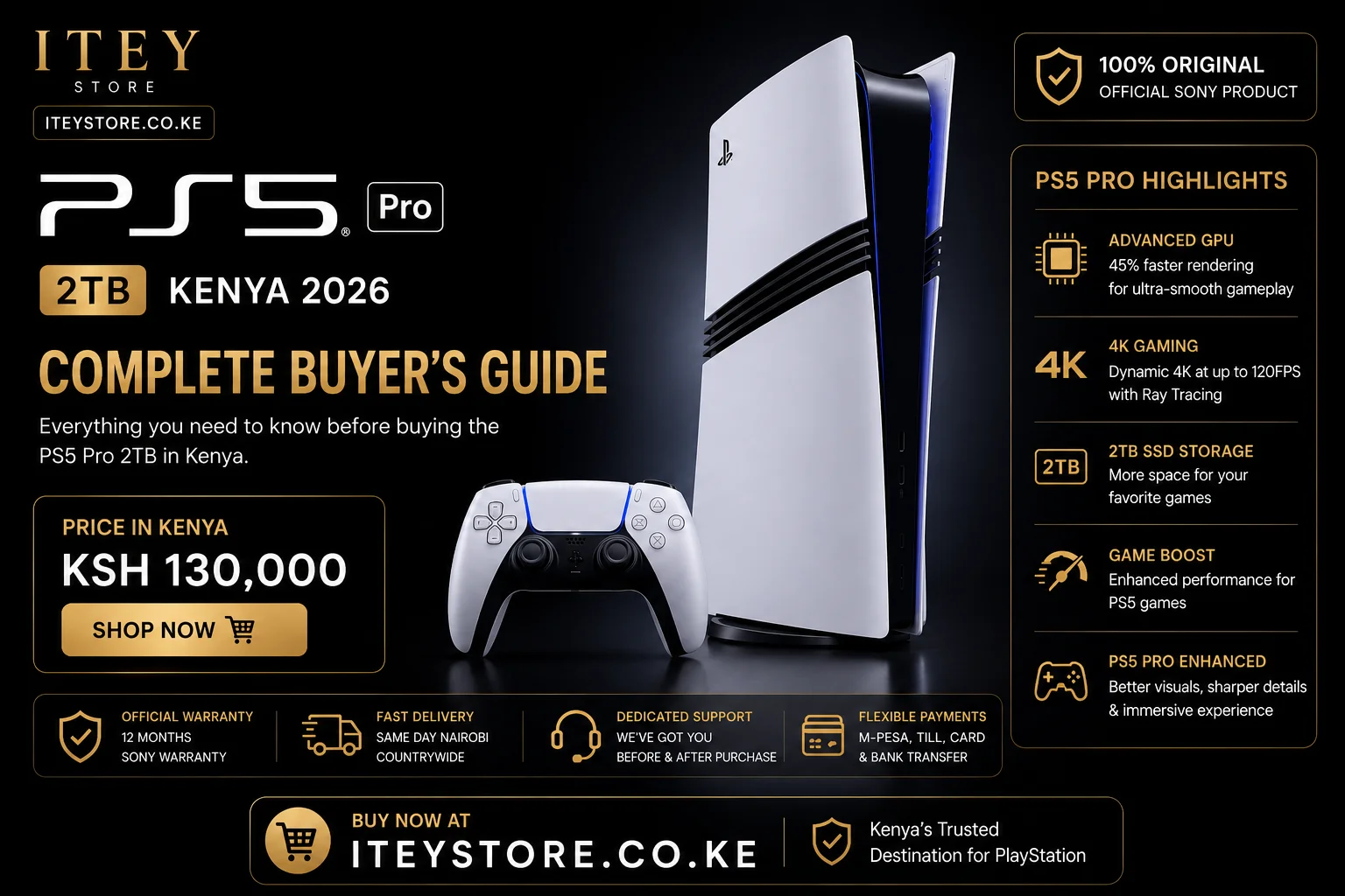 PS5 Pro 2TB Kenya 2026 — Complete Buyer's Guide (Price, Disc Drive, Bundles) | iTey Store Kenya