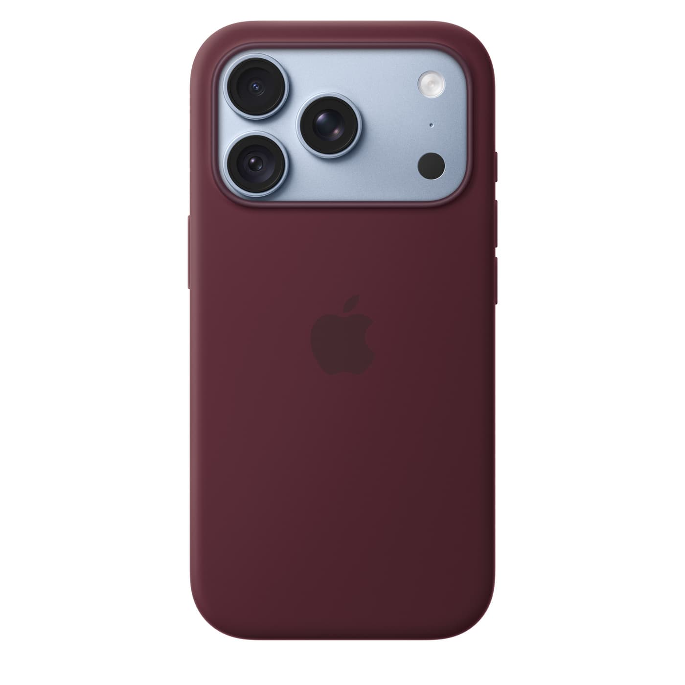 Apple iPhone 18 Pro Silicone Case in Burgundy, side view