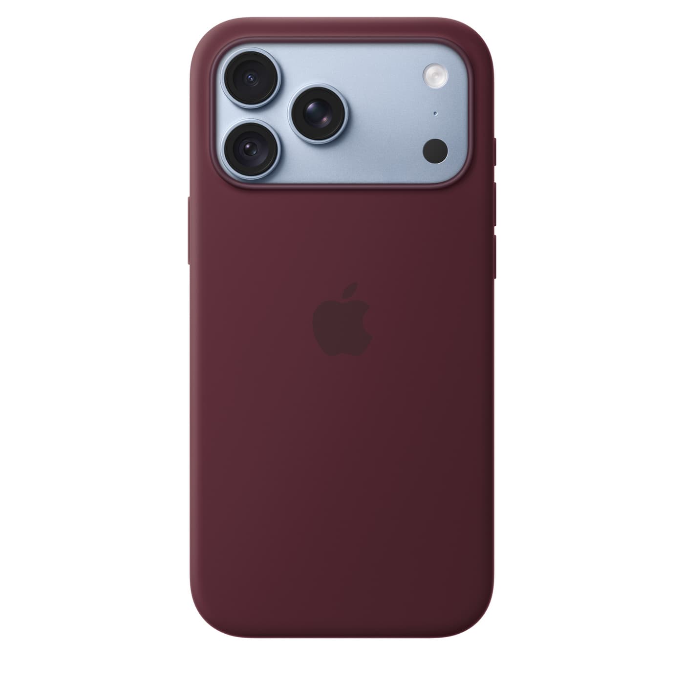 Apple iPhone 18 Pro Max Silicone Case in Burgundy, side view