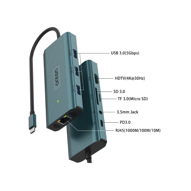 Onten 9 in 1 USB-C Multi-Function Docking Station